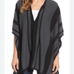 Tommy Bahama Gray and Black Cape—100% CASHMERE